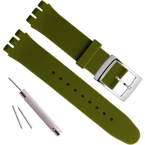 Eryi-Bracelet De Montre En Caoutchouc De Silicone Étanche Avec Boucle En Acier Inoxydable Plaqué Argent