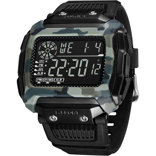 Eryi-Montre Homme Digitale 50m Étanche Militaire Montre Pour Homme Led Alarme Calendrier Chronographe Silicone Bracelet Sport Montres