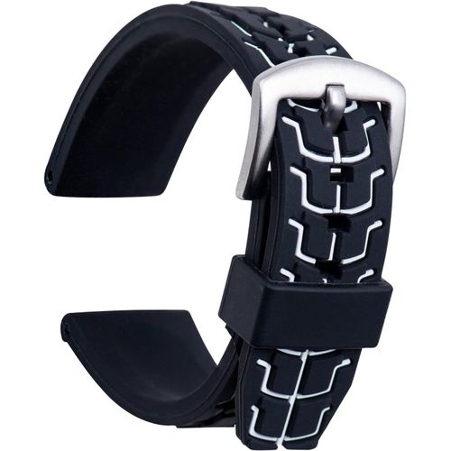 Eryi-Bracelet Montre Remplacer Silicone Bracelet Montre Texturouge - 20, 22, 24mm Caoutchouc Montre Bracelet Avec Acier Inoxydable Boucle Argent
