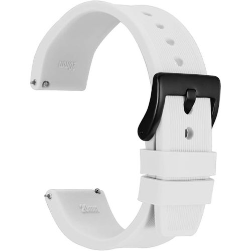 Eryi-Bracelet De Montre En Silicone À Rayures Avec Boucle Noire, Bande De Remplacement À Dégagement Rapide, 18 Mm 20 Mm 22 Mm 24 Mm