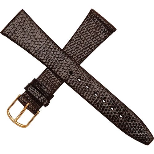 Eryi-Bracelet De Montre En Cuir Véritable Grainé Lézard Marron Foncé 20 Mm Pour Homme New Old Stock 1960-1970 - Bande Vintage Original - Strap De Montre Ancien