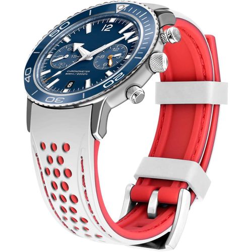 Eryi-Durable Bracelet En Silicone Bicolore Extrémité Incurvée 20mm 22mm Sport Automobile Bracelet En Caoutchouc Bleu Orange Rouge Noir Vert Armée Vert Hommes Femmes