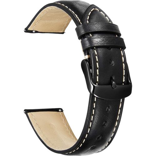 Eryi-Bracelet Montre Cuir Pour Homme Femme, Bracelet De Remplacement À Dégagement Rapide, Boucle Ardillon En Acier Inoxydable, 18 Mm 19 Mm 20 Mm 21 Mm 24 Mm-Noir
