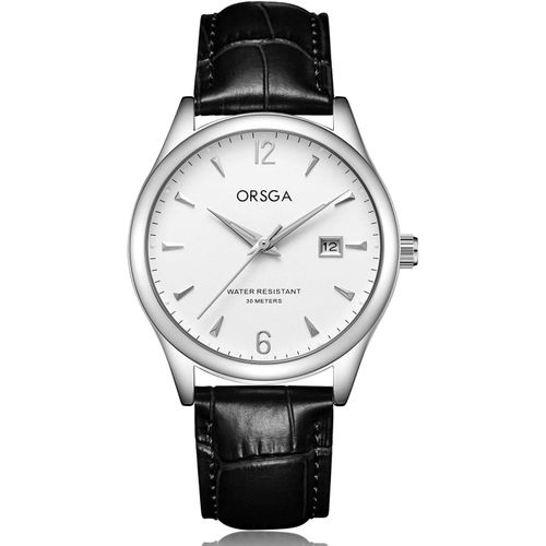 Eryi-Montre Sport Homme Cuir: Noir Étanche Quartz Analogique Montres Bracelet Mode Calendrier