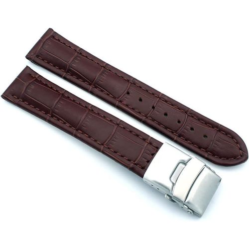 Eryi-Bracelet De Montre Alligator En Cuir Véritable Avec Boucle Déployante En Acier Inoxydable