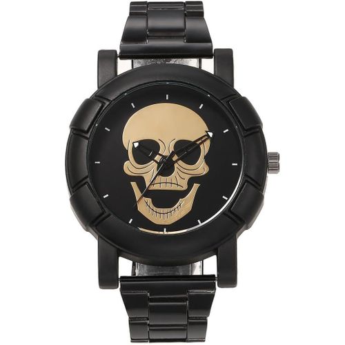 Eryi-Montre Pour Homme Avec Bracelet En Acier Inoxydable - Montre Analogique À Quartz Steampunk Tête De Mort - Bracelet - Parure De Bijoux Pour Homme