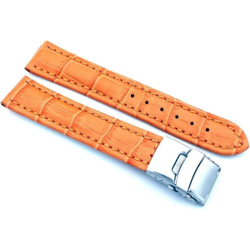 Eryi-Bracelet De Montre Alligator En Cuir Véritable Avec Boucle Déployante En Acier Inoxydable