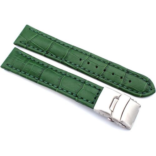 Eryi-Bracelet De Montre Alligator En Cuir Véritable Avec Boucle Déployante En Acier Inoxydable