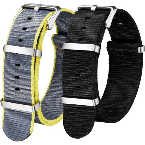 Eryi-Lot De 2 Bracelets De Montre En Nylon À Dégagement Rapide Avec Boucle Lourde 18 Mm, 20 Mm, 22 Mm