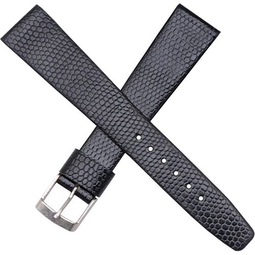 Eryi-Bracelet De Montre En Cuir Legitimo Grain Lézard Noir 18 Mm Pour Homme New Old Stock 1960 1970 - Bracelet Original Vintage - Strap Bracelet D'horlogerie Ancienne, Noir , 18 Mm, Rétro