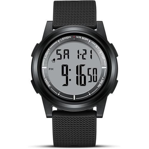 Eryi-Montres Digitales Pour Hommes Montres À Grand Cadran Pour Hommes Avec Bracelet En Silicone Montres Digitales De Sport Étanches À 30m Avec Alarme/Chronographe/Calendrier/Rétro-Éclairage Led
