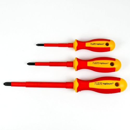 ERYI-® Lot De 3 Tournevis ® Lot De 3 Tournevis Pozidriv Vde Pz 1, Pz 2 Et Pz 3, Isolés Contre 1000 V, Pour Électriciens Professionnels