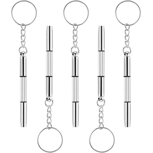 Eryi-5 Pièces Lunettes Soleil Tournevis, Tournevis Multifonction Lunettes Soleil, Tournevis Lunettes, Mini Tournevis Lunettes, Mini Tournevis Précision Porte-Clés, Pour Lunettes, Montres Etc (Argent)