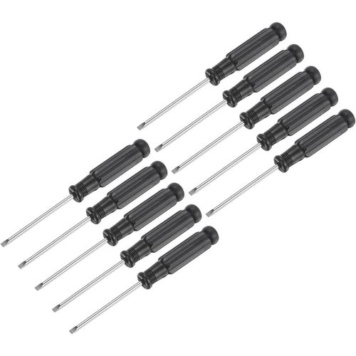 ERYI-Mini Fendue Tournevis, 2.5Mm Plat Tête Avec Noir Poignée Pour Petit Appareils Électroménagers, 10 Pcs