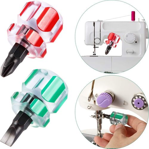 ERYI-Kit D'Outils De Mini Tournevis Court Pour Machine À Coudre Comprend Tournevis À Tête Plate/Fendue Et Tournevis Cruciforme Pour Réparation De Bricolage, 2 Pièces Avec Sac De Rangement