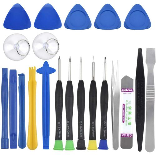 Eryi-Kit Reparation Smartphone, 22 En 1 Kit D'outils D'ouverture, Outils De Réparation Kit,Jeu De Tournevis,Spudgers, Pincettes, Racleur Et Ventouse Pour Smartphones,Tablettes Et Appareils