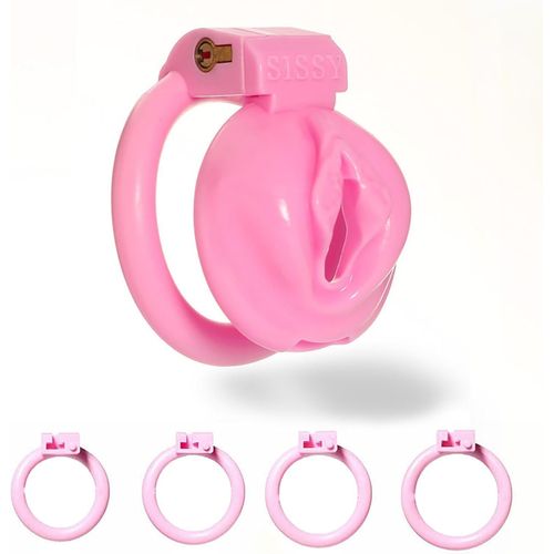 Eryi-Sissy Chastity Cage Pink Cage De Chasteté Homme Petite Chastity Cage Pour Pénis Punition D'esclave Sextoyse Couple Plaisir (L)