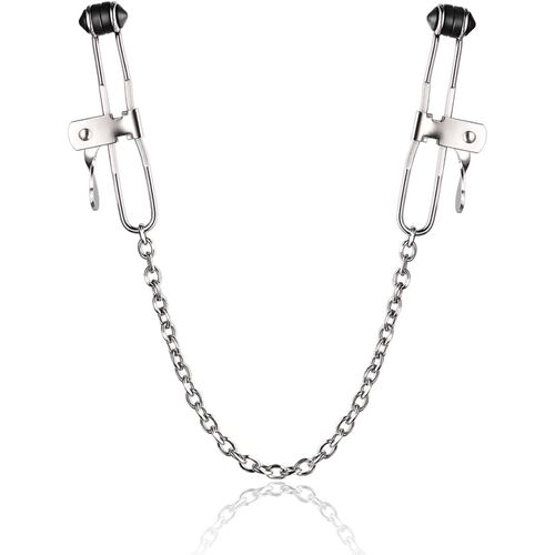Eryi-Pinces À Tétons Pinces À Clitoris En Acier Inoxydable Réglables Avec Chaîne Pinces À Tétons Pour Femmes Bijoux Extrême Esclave Hommes Femmes Sextoys (Silver)