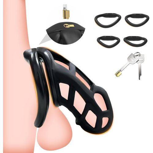 Eryi-7.0 Cobra Cage De Chasteté Pénis Sextoys Homme,Chastity Cage Avec 4 Arc Anneaux De Pénis & Serrure Super-Invisible,Cages De Chasteté Hommes,Chasteté Pour Pénis Ceintures De Chasteté (Xl)