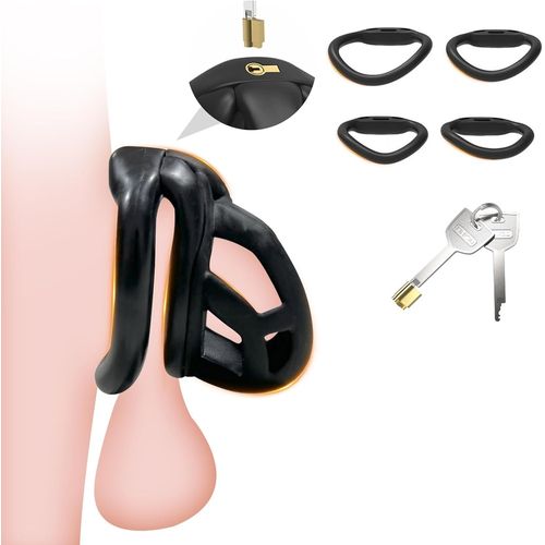 Eryi-7.0 Cobra Cage De Chasteté Pénis Sextoys Homme,Chastity Cage Avec 4 Arc Anneaux De Pénis & Serrure Super-Invisible,Cages De Chasteté Hommes,Chasteté Pour Pénis Ceintures De Chasteté (S)