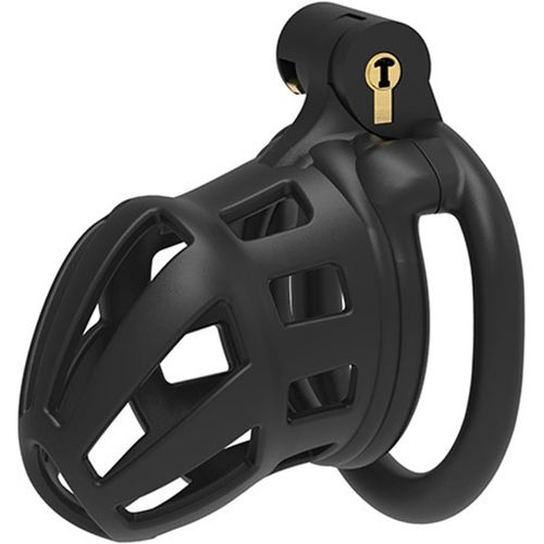 Eryi-3d Résine Cage De Chasteté Homme Set De 4 Anneaux Péniens Petit Respirant Sissy Chastity Cage Homme Avec Serrure Cachée Et Clés Adulte Sm Cock Bondage Esclave Sex Toys (Long-Flat,Black)