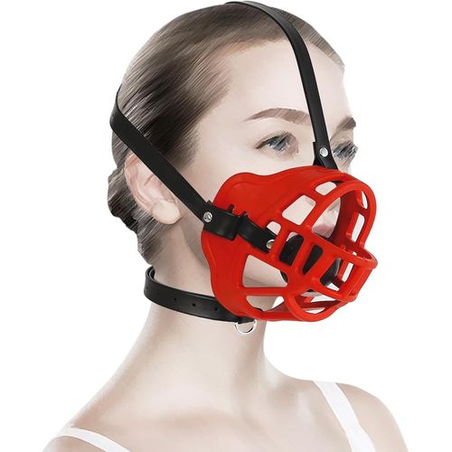 Eryi-Bâillon Bouche Balle Gag Bdsm Fétiche,Bondage Muselière Cage,Esclave Sex Toys Pour Couples,Set De Bondage Set De Sexe,Sex Toys Pour Masque Fétiche Extrême (Rouge)