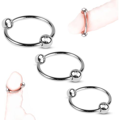 Eryi-3pcs Anneaux De Pénis En Acier Inoxydable, Anneau Penien Avec Boules De Massage Vaginal Pour Homme Couples, Cockrings Anneaux Péniens Anneau Pénien Jouet Sexuel Cock Ring (¿25+28+30mm)