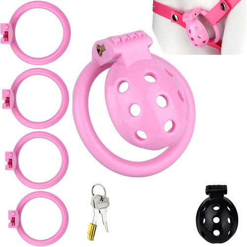 Eryi-Cage Chastete¿E Cage De Chasteté Pénis Cage Chastete¿E Ceinture Chastetée Homme Chastity Cage Chasteté Pour Pénis Cock Cage Penis Cage Jouet Sexualité Sextoy Couple (Pink)