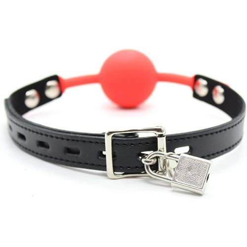 Eryi-Silicone Bâillon Bondage Balle Bâillon Bouche Bâillon Interchange Ball Gag Avec Clé De Verrouillage (Rouge)
