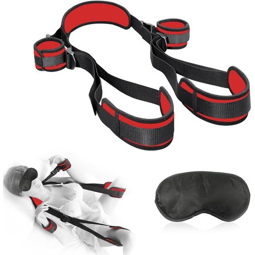 Eryi-Outils Avec Bandeau Érotiques Menottes Bondage Pour Couple Jouets Sexuels,Contraintes De Jambe,Sex Bondage Set,Sex Toys Pour Couples Adultes Sex Toy Parfait Pour Les Débutants (Rouge)