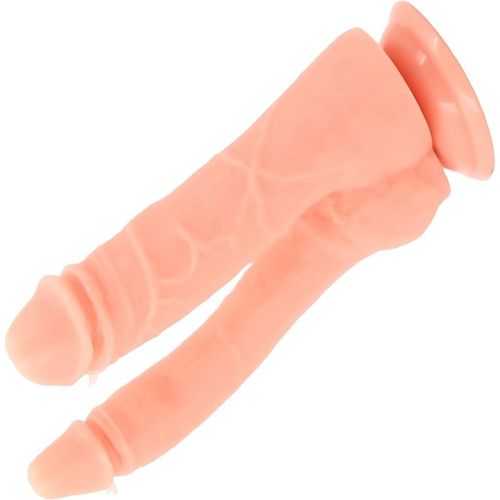 Eryi-Sex Toys Gode Réaliste Gode Double 18cm¿2,9cm Et 14cm¿4cm Sex Toys Anals Dildo Stimulation Vaginale Sextoy Femme Avec Ventouse Élastique Sex Toy¿S Femme Godemichets Beige Sextoys Gode Femme Fops
