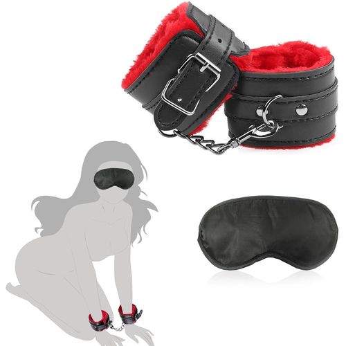 Eryi-Menottes Sexe & Masque Pour Les Yeux,Set Bondage Sexe,Handcuffs Sexe Menottes De Pieds,Jouets Pour Poignets Et Chevilles En Peluche Pour Femmes Pour Le Cosplay (Menottes Set)