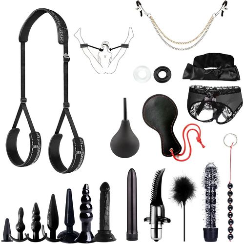 Eryi-Bdsm Bondage Sex Set Perfect Bondage Jouet Vêtements Yoga Sports Toy Set 20 Piece, Menottes & Anus Plugs, Clamps Nipples Nipples, Fouets & Masque Pour Les Yeux, Couples Sex Extreme Toys