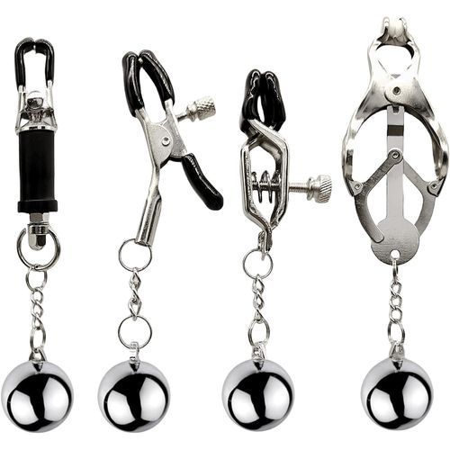 Eryi-Pinces À Tétons Avec Poids Réglable Pinces À Seins Jouets De Mamelon Pince Clitoridienne Bondage Sm Sex Toys Pour Femmes Hommes Couple