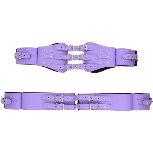 Eryi-Kits De Dondage Menottes Et Menottes Pour Cuisses Leather Sex Restraints Kit Back Handcuffs Adjustable Extreme Sm Toys For Women Men Couples Role Play (Purple)