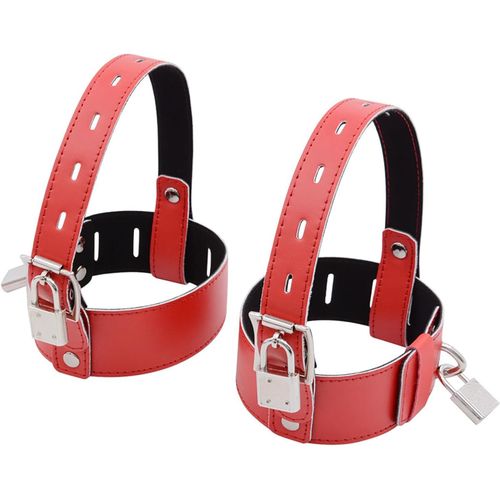 Eryi-Menotte Femme Sexy Érotique De Cheville Avec Cadenas Cuir Attaches Réglables & Bondage 5 Couleurs Ensemble De Jouets Sexuels Pour Femmes Hommes Sangles Bdsm Sex Toy Pour Couples (Red)