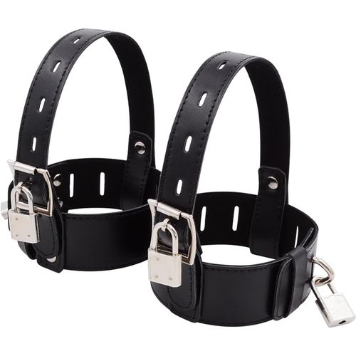 Eryi-Menotte Femme Sexy Érotique De Cheville Avec Cadenas Cuir Attaches Réglables & Bondage 5 Couleurs Ensemble De Jouets Sexuels Pour Femmes Hommes Sangles Bdsm Sex Toy Pour Couples (Black)