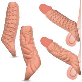 Eryi-Ensemble De 2 Pièces Gaines Pour Pénis Intensive De Particules, Manchon De Pénis Réduire La Sensibilité Retardant Éjaculation Jouet Sexuel Pour Hommes Femme Couples (Couleur Chair)