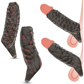 Eryi-Ensemble De 2 Pièces Gaines Pour Pénis Intensive De Particules, Manchon De Pénis Réduire La Sensibilité Retardant Éjaculation Jouet Sexuel Pour Hommes Femme Couples (Noir)