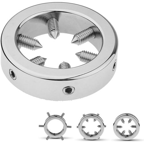 Eryi-Anneaux De Testicules Pour Homme Cockring En Acier Inoxydable Avec 6 Pointes Cbt Anneau De Gland En Métal Extenseur De Scrotum Jouets Sexuels Sm Pour Hommes, Couples (50mm)