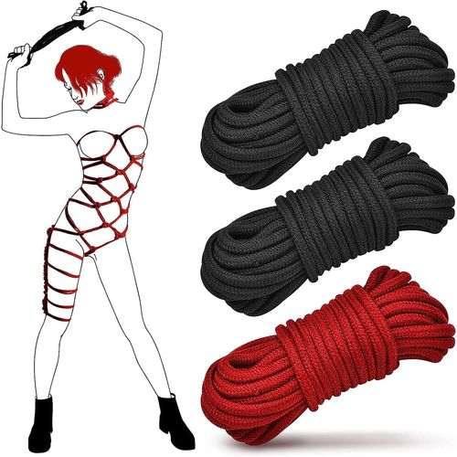Eryi-Cordes De Sex Bondage - Corde De Coton Ultra-Doux 3x10m 8mm Bdsm Corde Kit De Débutant, Bdsm Shibari Kit De Bondage Sm Jouets Sexuels Pour Adultes Pour Femmes, Hommes, Couples (Noir+Rouge)