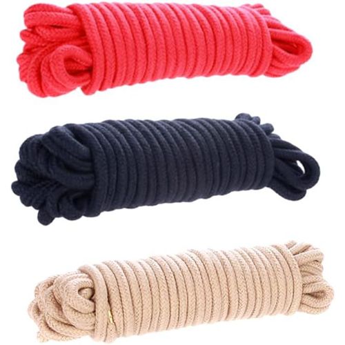 Eryi-3 X 10m Bondage Rope Set Soft Sm Bondage Set Jouets Pour Couples Bondage Jeux (Marron) (Rouge + Noir + Beige)