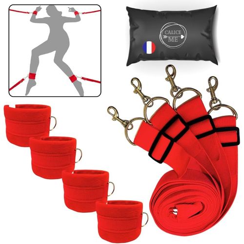Eryi-Menottes Bdsm Réglables, Kit Bondage Lit Sm, Attaches Poignets Et Chevilles, Jouet Sexuel Adulte, Couple, Sextoy Érotique, Plaisir Femme Homme, Accessoires Bdsm (Rouge)