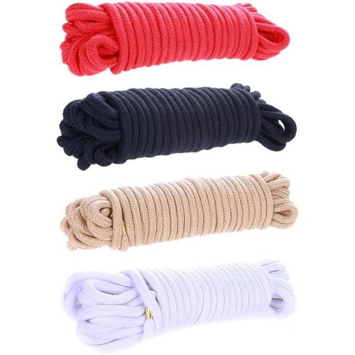 Eryi-4 X 10m Bondage Rope Set Soft Sm Bondage Set Jouets Pour Couples Bondage Jeux (Marron) (Rouge + Noir + Beige + Blanc)