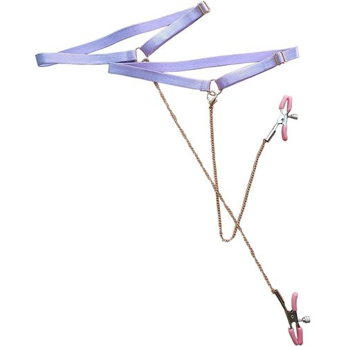 Eryi-Kit Bdsm Ceinture De Cuisses En Tissu Et Pinces À Lèvres Réglables Attaches & Bondage Sextoys Pour Femme Jeux Sexuels (Purple)