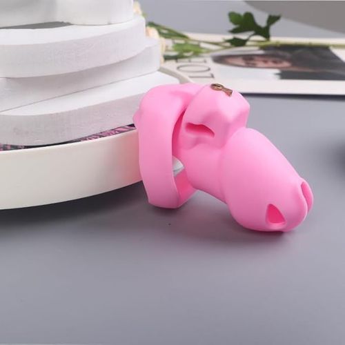 Eryi-Cage De Chasteté Silicone Pénis Cage Chastete¿E Ceinture Chastetée Homme Chastity Cage Chasteté Pour Pénis Cock Cage Penis Cage Jouet Sexualité Homme Sextoy Couple (Pink,Short/90mm)