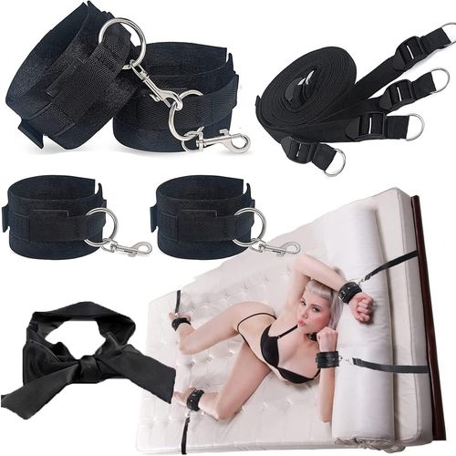 Eryi-Kits De Bondage Attaches De Lit Jouets Sexuels Pour Couples Sm Attaches De Lit Extrêmes Avec Menottes Ensemble De Lit Attaches De Lit Attaches De Cheville Pour Débutants Et Couples