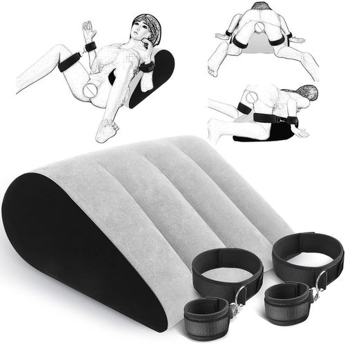 Eryi-Kit De Menottes Bondage Sexe Coussin - Réglable Menottes De Pieds Cuisses Coussin De Positions Sexe Oreiller Coin Gonflable Pour Couples Jouets Sexuels Bdsm Bondage Menottes Set (Gris)
