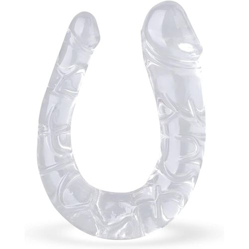 Eryi-Double Tete Gode Réaliste Gode Anal Géant,Plug Anal Transparent Butt Plug Pour Lesbiennes,Double Gode Anal Flexible Jouets Sexuels Pour Femmes Hommes Couples Sex Toys Extreme (L)