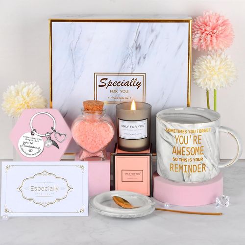 Eryi-Idée Cadeau Fille, Cadeau Anniversaire, Tasse À Café, Aromathérapie, Sels De Bain, Porte-Clés, Carte De Voeux, Coffret Cadeau, Cadeaux Pour Amie, S?ur (Gris, Universel)